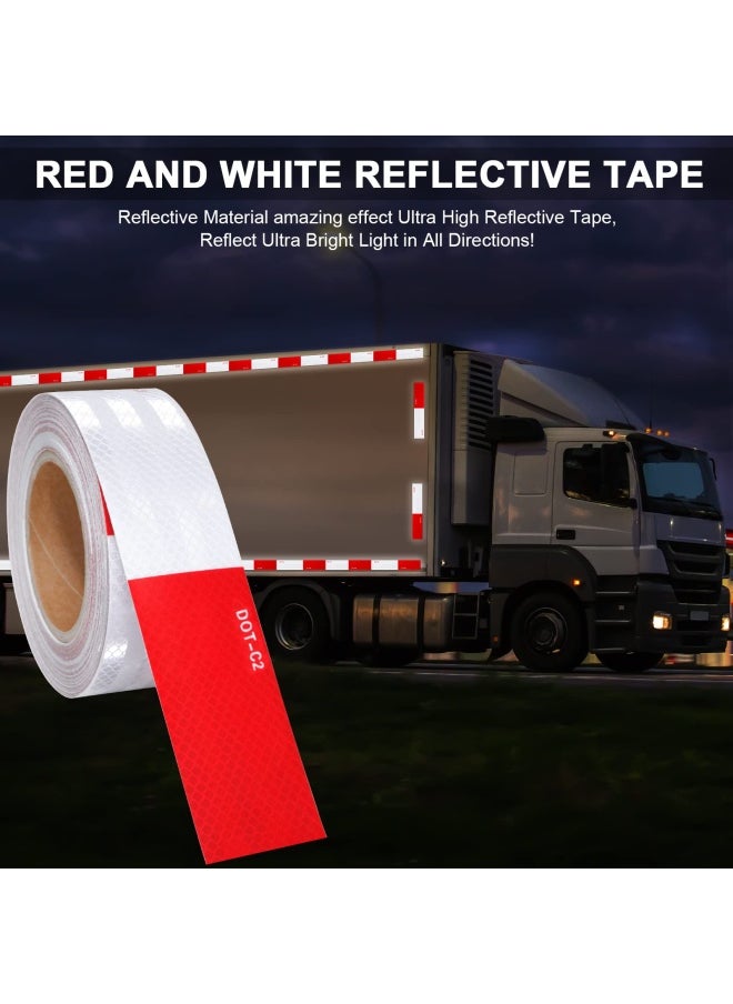 Tylife Dot-C2 Reflective Safety Tape 2 In X 75Ft Waterproof Red And White Adhesive Reflector Tape Conspicuity Tape Reflective Stickers For Trailers Rv Camper Boat Trailers Rv Camper Boat