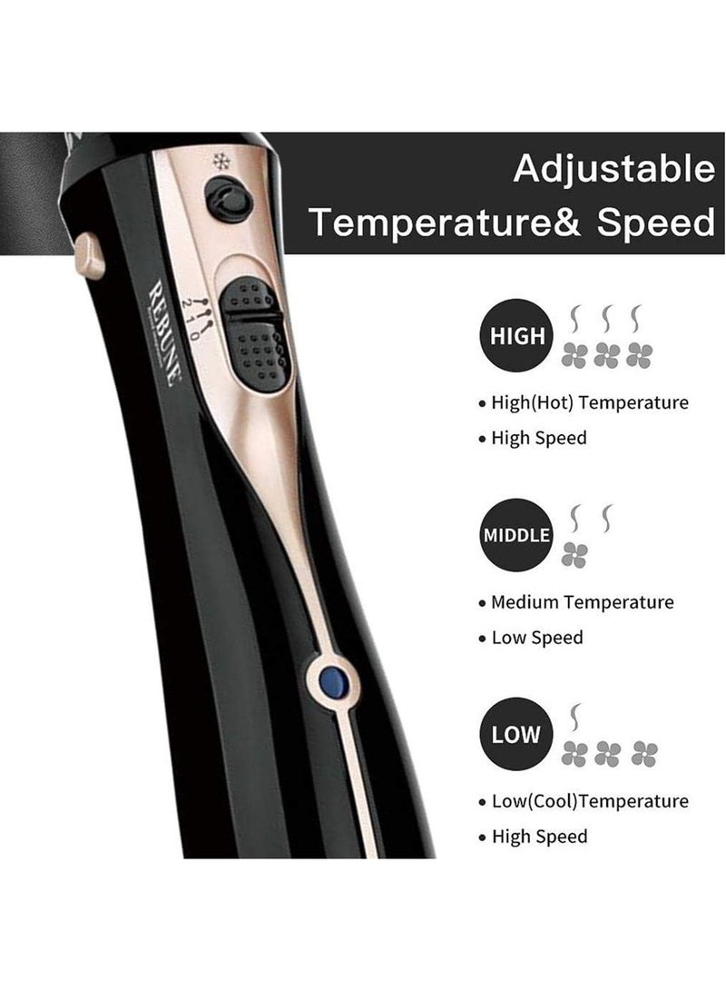 REBUNE Original 1200W Electric Hair Dryer Brush With 2 Attachment RE-2078-2 black - Image 4