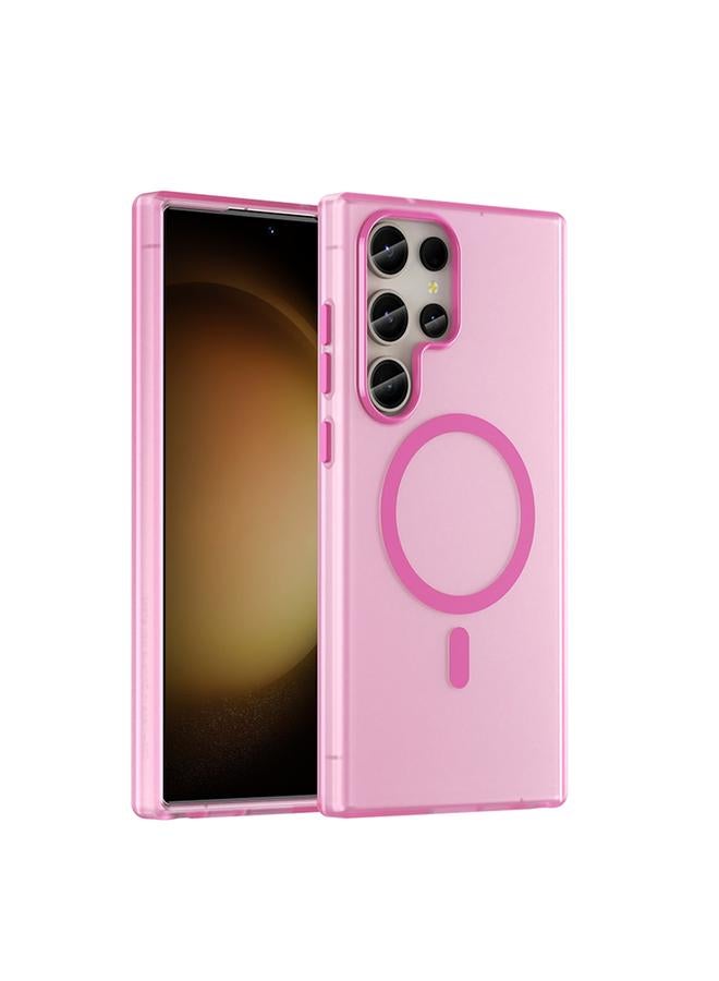 Zaboon For Samsung Galaxy S23 Ultra 5G MagSafe Frosted Translucent TPU + PC Full Coverage Phone Case(Pink)