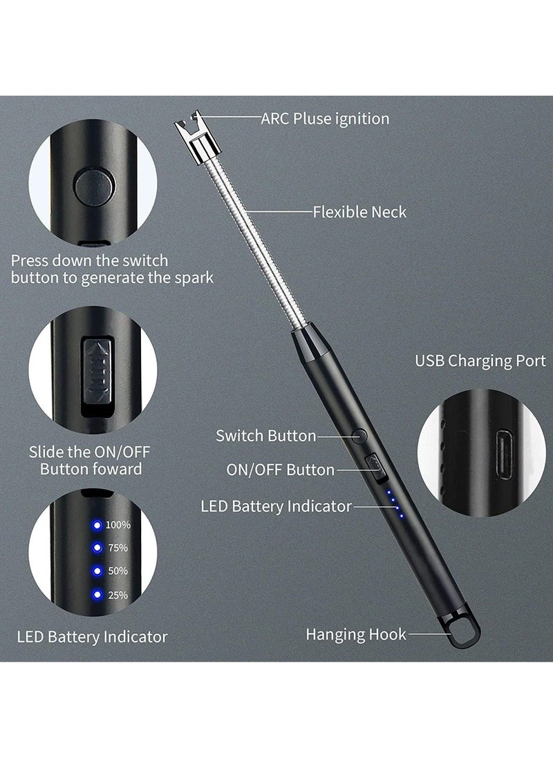 ولاعة إلكترونية بدون لهب مع مؤشر بطارية ليد، ولاعة USB قابلة لإعادة الشحن، مقاومة للرياح للمطبخ والشواء والشموع والألعاب النارية وبوتاجاز الغاز. - pzsku/Z6349D82B6C36C215773BZ/45/_/1720441511/8b3a60a6-5117-4993-a31c-4230420f68f0
