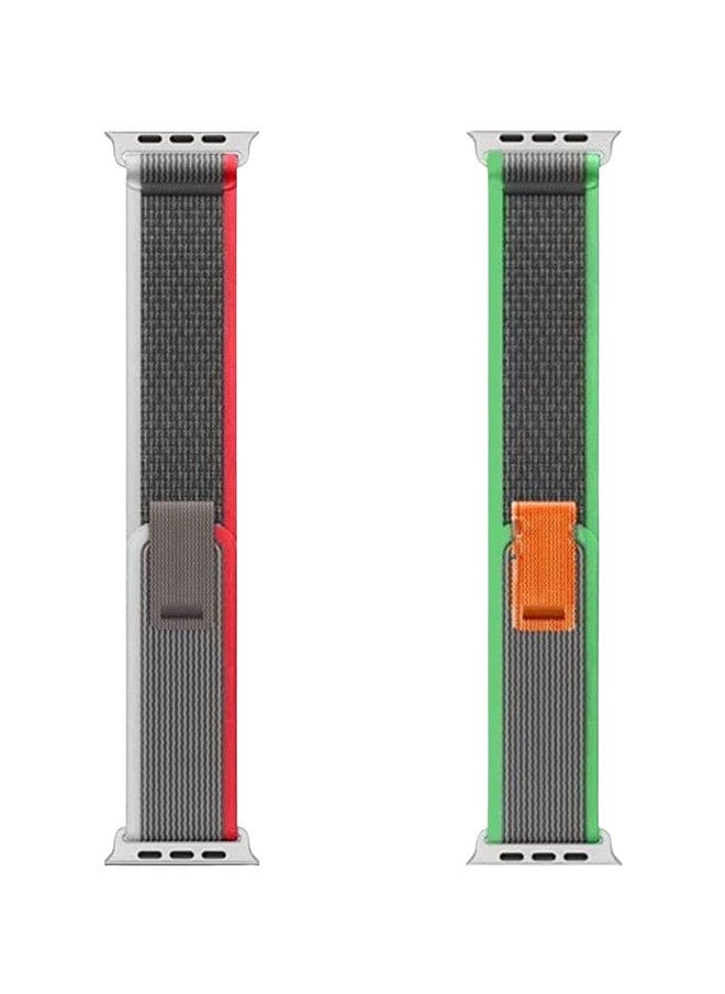 YOMNA (Pack of 2)YOMNA Trail Loop Compatible with Apple Watch Band 49/45/44/42mm, Nylon Weave Sport Loop Men Women Adjustable Pull Tab Strap for Apple Watch Ultra iWatch All Series-(Green/Red)  - Image 4