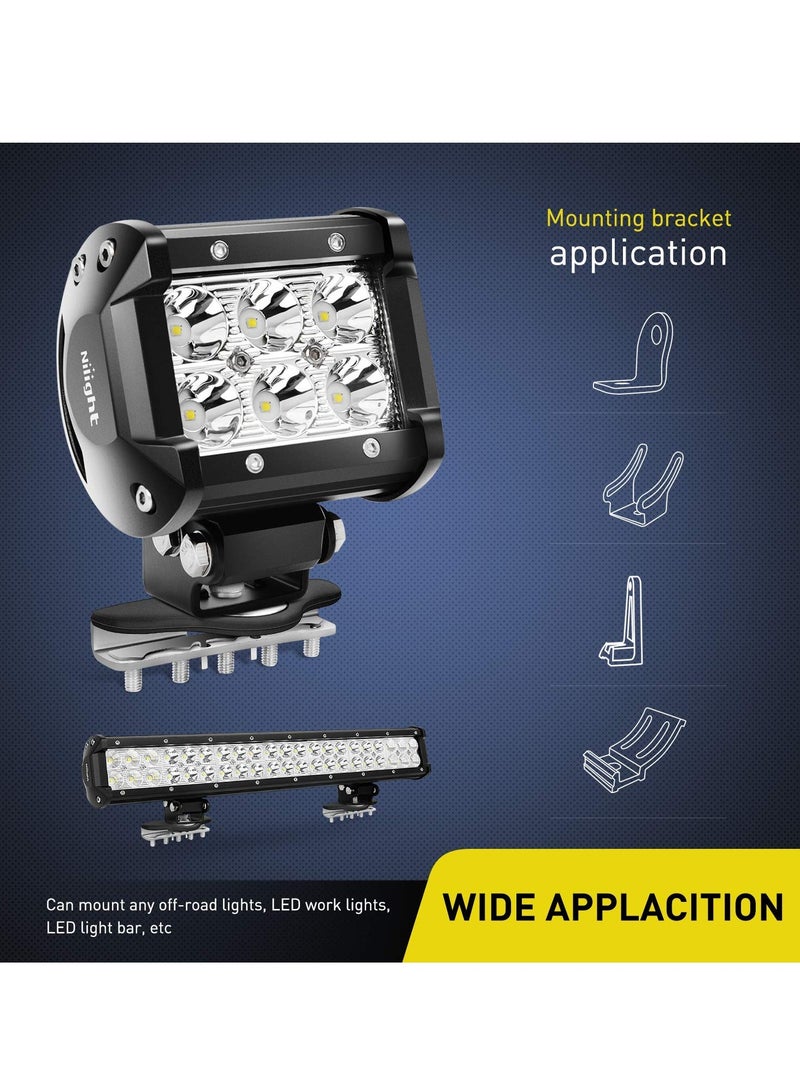 Excefore Led Light Bar Mounting Brackets, 2pcs Universal Hood Led Work Light Led Pods Mount Bracket Clamp Holder for Suv Truck off Road Installed No Need Drilling - Image 2