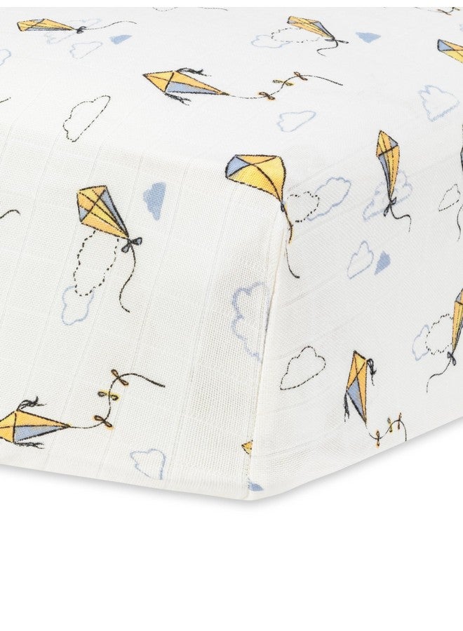 Under The Nile Muslin Crib Sheet - Kites - Organic Cotton - Image 1