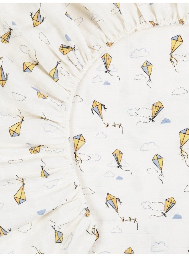 Under The Nile Muslin Crib Sheet - Kites - Organic Cotton - Image 2