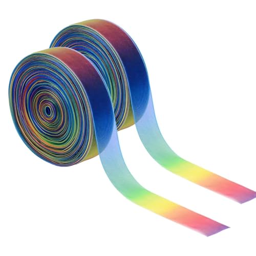 Shappy 2 Pack Rainbow Sheer Organza Ribbon, 1 Inch x 50 Yard Chiffon Ribbon for Wedding Bouquet, Gift Wrapping, Bridal Shower, Party Decor - Image 1
