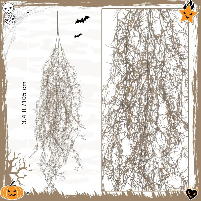 Giegxin 6 Pack Spanish Moss 41" Succulents Faux Moss Artificial Succulent Plants Fake Vines Hanging Plants for Potted Artificial Hanging Garland for Halloween Indoor Outdoor (Brown) - Image 2