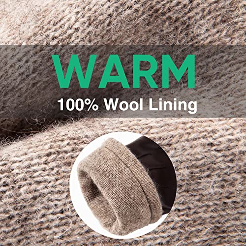 Alepo Winter PU Leather Gloves For Men, Warm Thermal Touchscreen Texting Typing Dress Driving Motorcycle Gloves With Wool Lining (Brown-L) - Image 2