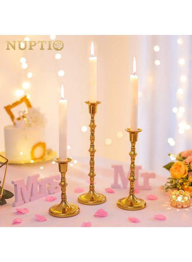 NUPTIO حامل شموع Nuptio، حامل شموع مخروطي الشكل، حامل شموع ذهبي لشموع Unity، حامل شموع معدني طويل الساق، مجموعة من 6 ديكورات منزلية لغرفة المعيشة والحمام وطاولة العشاء وطاولة المقهى  - Image 3