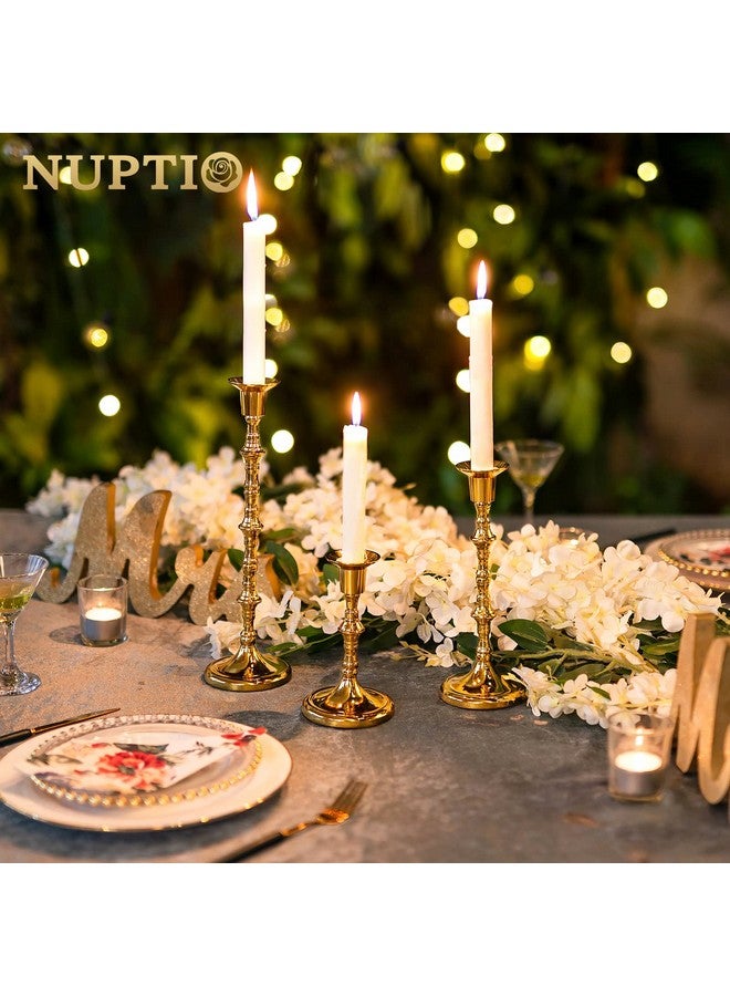 NUPTIO حامل شموع Nuptio، حامل شموع مخروطي الشكل، حامل شموع ذهبي لشموع Unity، حامل شموع معدني طويل الساق، مجموعة من 6 ديكورات منزلية لغرفة المعيشة والحمام وطاولة العشاء وطاولة المقهى  - Image 2