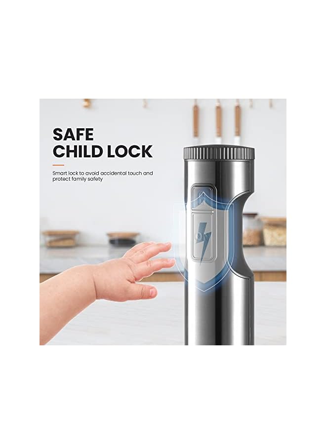 PROMASS Powerful 1000W 4-in-1 Hand Immersion Blender,9-Speed Immersion Multi-Purpose Stainless Steel Stick Blender,700ml Mixing Beaker,500ml Food Processor,Whisk - Image 4