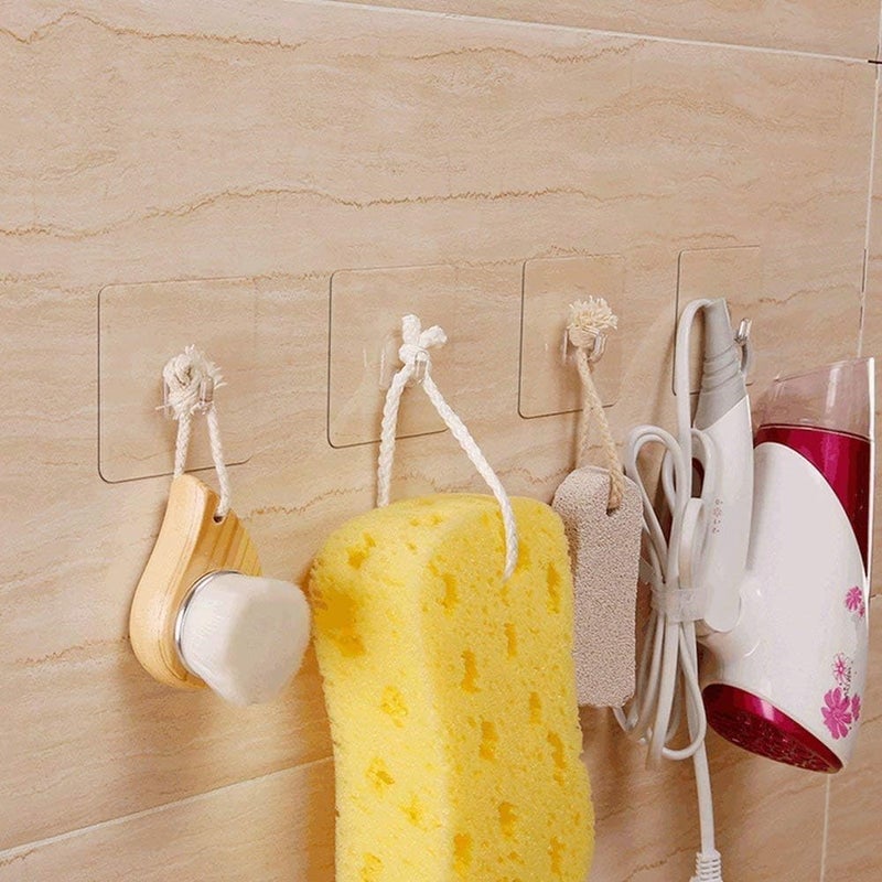Ninth Five 30 Pack Adhesive Hooks for Hanging, 33lb Heavy Duty Wall Hooks, Clear Plastic Sticky Utility Hook for Home Kitchen Bathroom Office Use - Image 2