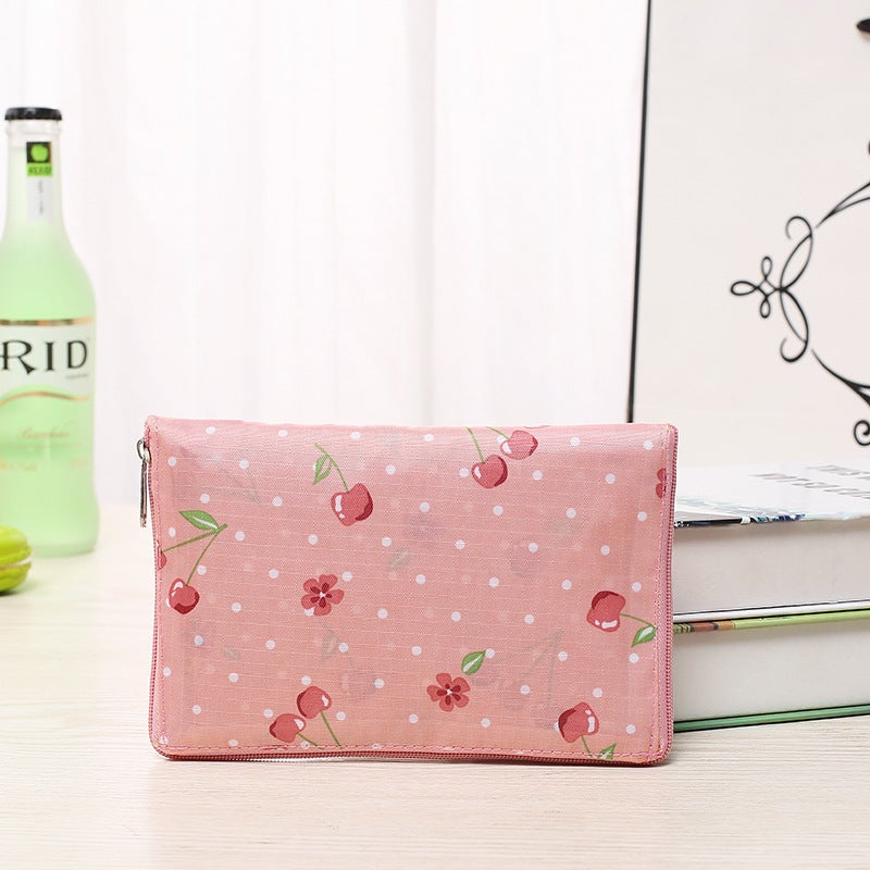 Korean Style Wallet Folding Shopping Bag Pink Cherry 