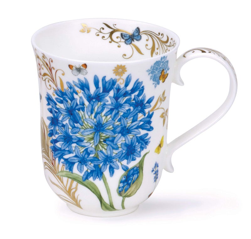 Dunoon Fine Bone China Mug  Made in England  Dishwasher Safe  330ml  Braemar Shape Vintage Blue