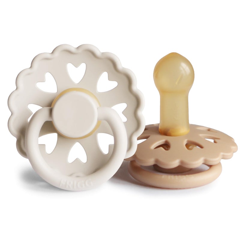 FRIGG Andersen Fairytale Natural Rubber Baby Pacifier | Made in Denmark | BPA-Free (Cream/Silky Satin, 6-18 Months) - Image 1