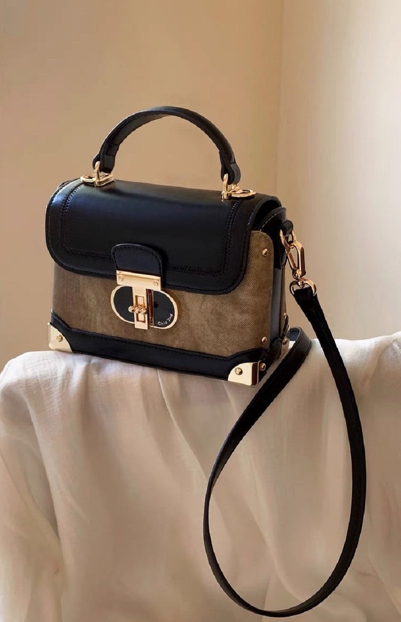 Chio2nd Walnut Box Bag 2023 New Womens Handbag Ink Black