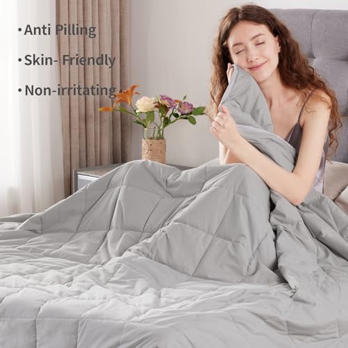 anfie Weighted Blanket Queen Size (60"x80" 12lbs),Ultra Soft and Cozy Cooling Weighted Blanket Queen Size for Adult,Heavy Blanket with Machine Washable Soft Blanket, Stone Grey - Image 2