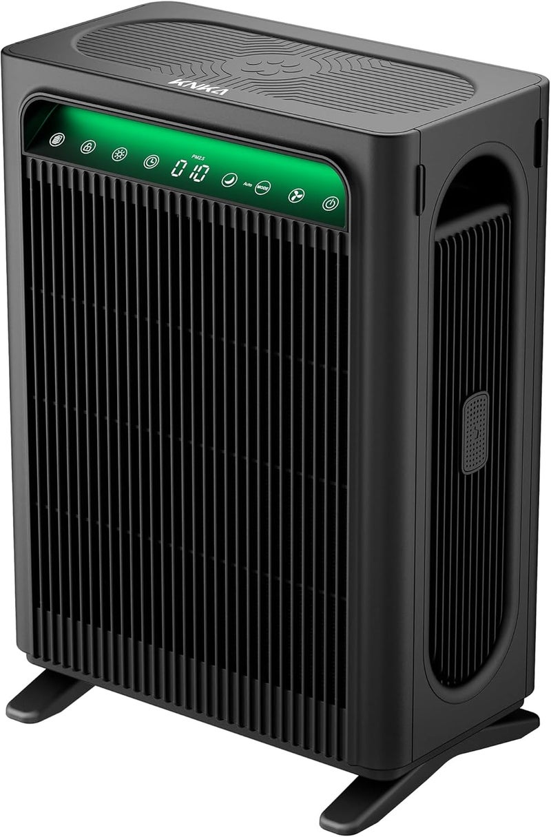 KNKA Air Purifier for Home Bedroom Large Room Up to 1,695 Ft², HEPA Sleep Mode Air Cleaner with Washable Pre-Filter, AQI Display, Pet Mode, Black - Image 1