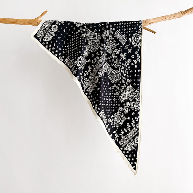 Retro Striped Triangle Silk Scarf for Women - High-End Autumn Fashion Accessory