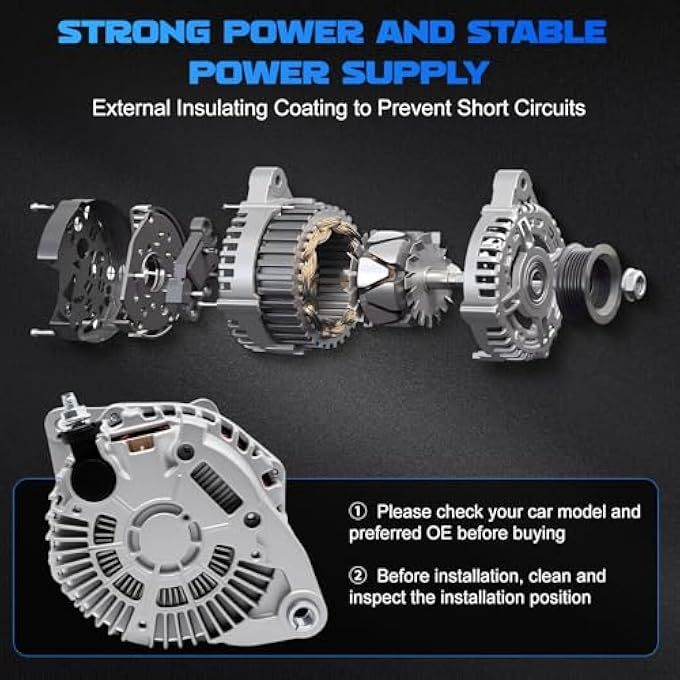 YOMALL Alternator 11538 for JX35 2013 & QX60 2014-2016 3.5L, for 2013-2017 Pathfinder & 2015-2017 Murano 3.5L V6 150Amp 7 Groove Pulley Vehicle Alternator 11538N 231003JA1A 23100-3JA1ARE - Image 5