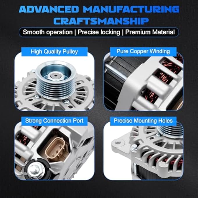 YOMALL Alternator 11538 for JX35 2013 & QX60 2014-2016 3.5L, for 2013-2017 Pathfinder & 2015-2017 Murano 3.5L V6 150Amp 7 Groove Pulley Vehicle Alternator 11538N 231003JA1A 23100-3JA1ARE - Image 4