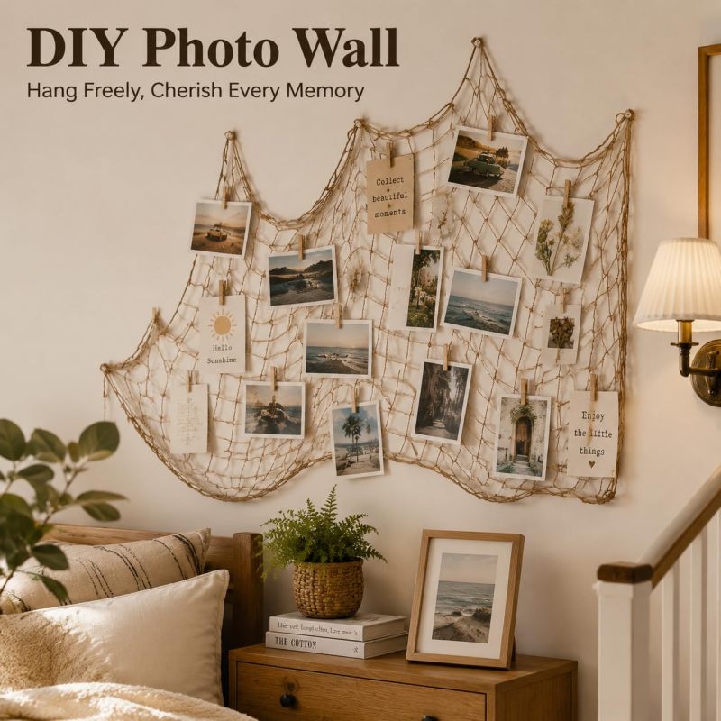 Decorative Fish Net: 2-Pack 100 X 200 Cm Khaki Soft Cotton - Nautical Escape Backdrop Fishing Net Decor for Pirate Beach Undersea Party Home Decor - Image 3