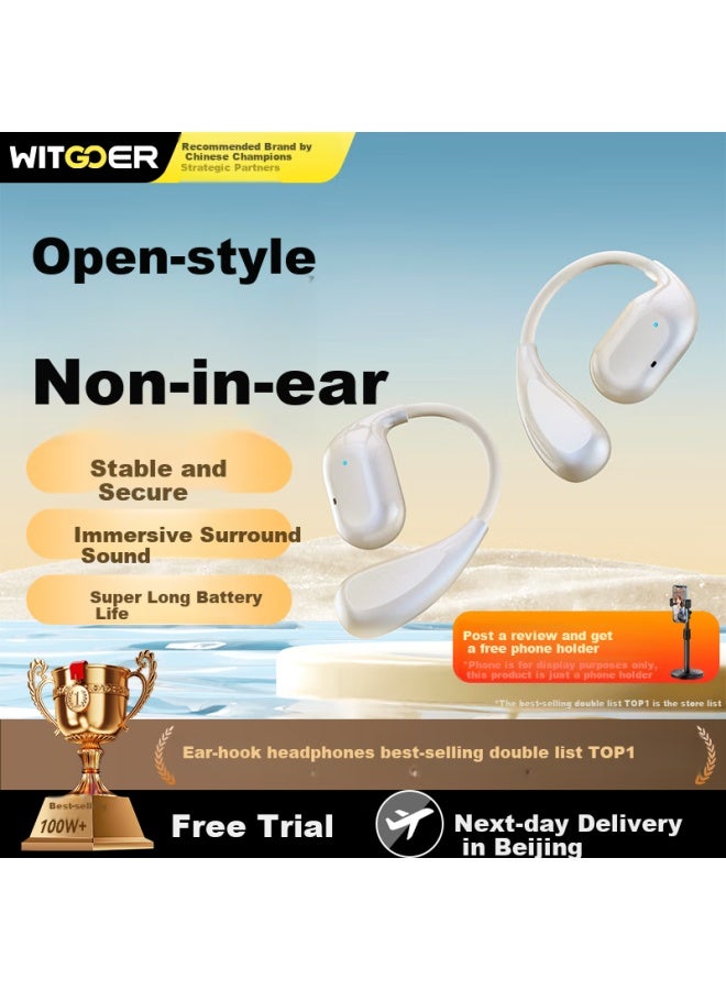 Witgoer Bluetooth Earphones, Over-ear Wireless Non-bone Conduction, Not In-ear Clip-on, For Sports Running, Noise Reduction, Long Battery Life, Specially Designed For Wome - Image 1