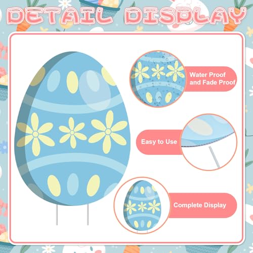PhyLence 12-Piece Easter Bunny Yard Signs with Stakes Decorations – 6 Cute Rabbits & 6 Colorful Eggs 30 cm Large Outdoor Easter Lawn Signs for Garden, Driveway, Yard, and Spring Party Décor - Image 3
