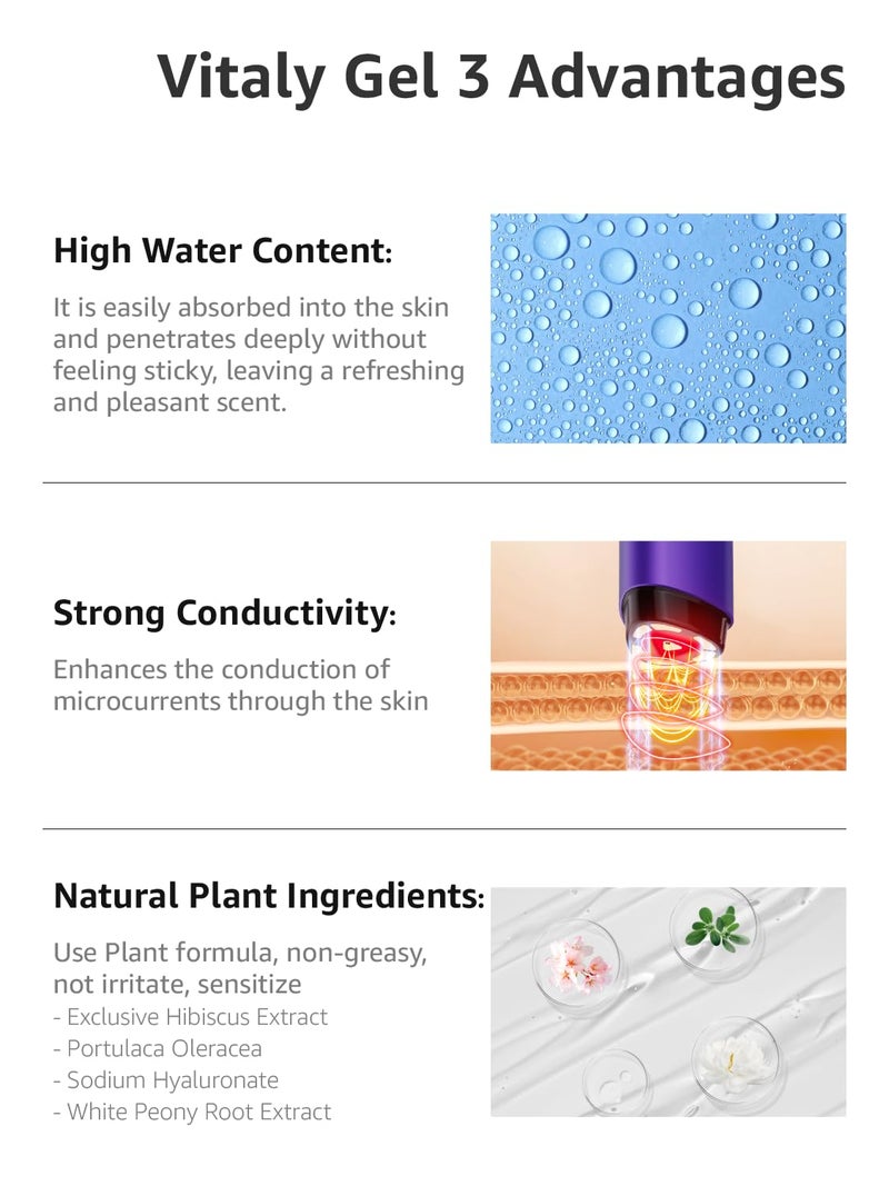 VITALY Conductive Gel for Microcurrent -Skin Care Hydrating- Cooling for Hair Removal - Microcurrent Gel for Face Massager and Use with Device 2.81 Fl Oz - Image 3