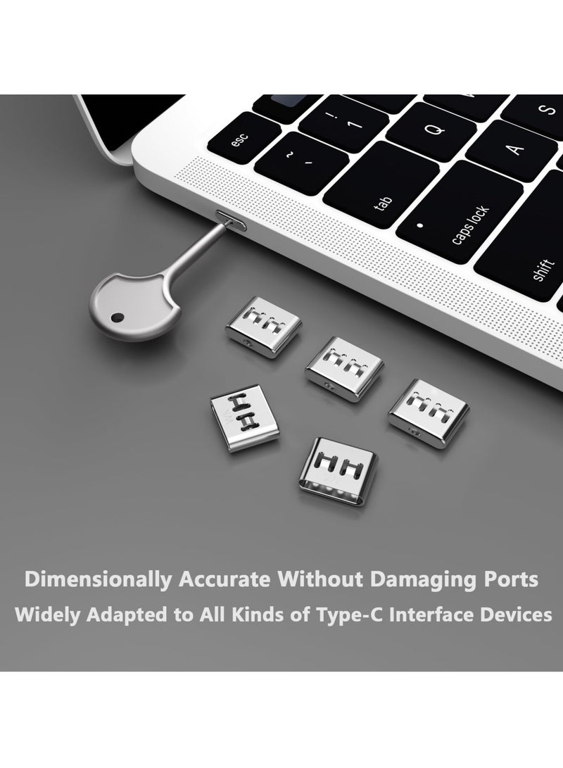 SYOSI 10 Pcs Stainless Steel USB Type-C Port Lock with Metal Key, Dust Cover Female Plug Protector, Compatible with USB C Ports - Image 5