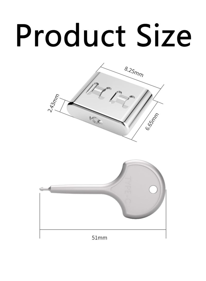 SYOSI 10 Pcs Stainless Steel USB Type-C Port Lock with Metal Key, Dust Cover Female Plug Protector, Compatible with USB C Ports - Image 3