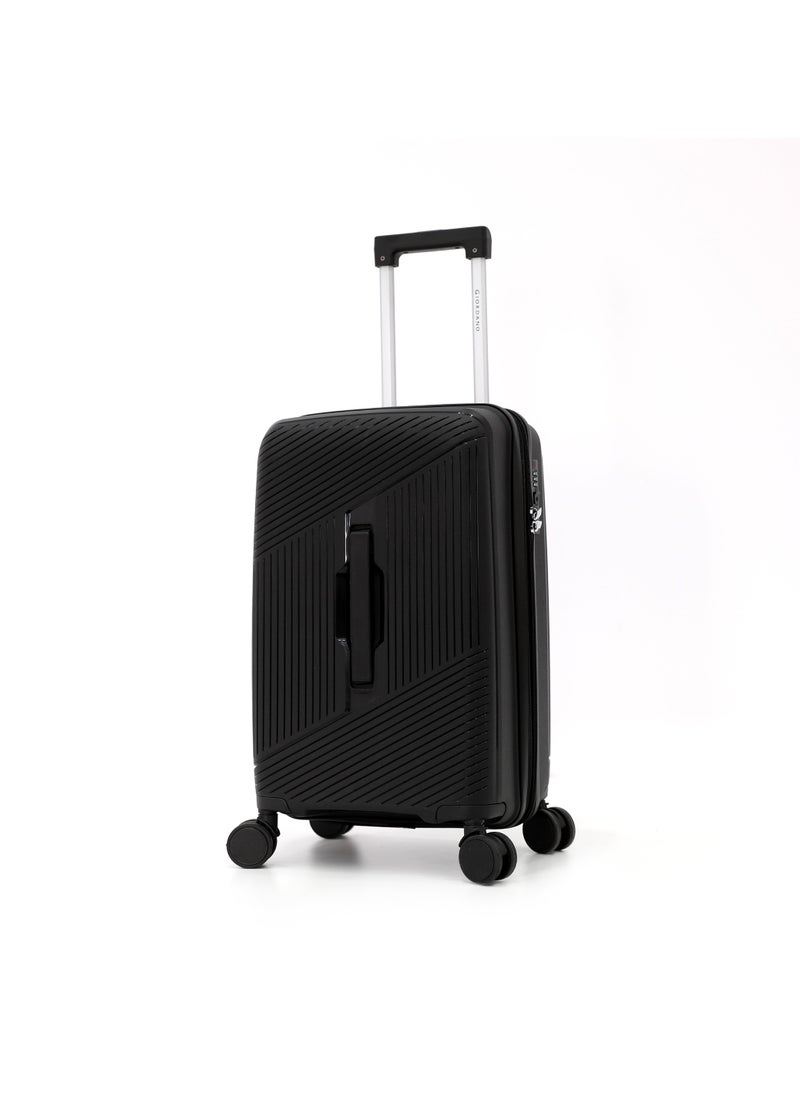 GIORDANO Unbreakable Hardshell PP Luggage Trolley Bag 20 inch Cabin Size With Double Spinner Wheels,Black  - Image 1