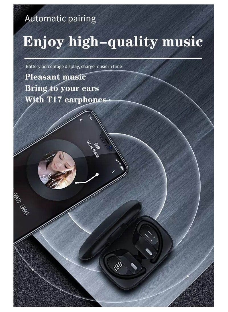 Generic - T17 TWS Bluetooth Headset Display Power Noise Reduction Ear-Hanging Sports Wireless Bluetooth Headset - Image 1