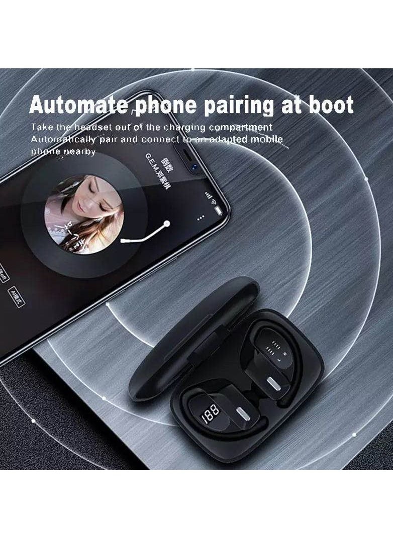 Generic - T17 TWS Bluetooth Headset Display Power Noise Reduction Ear-Hanging Sports Wireless Bluetooth Headset - Image 1