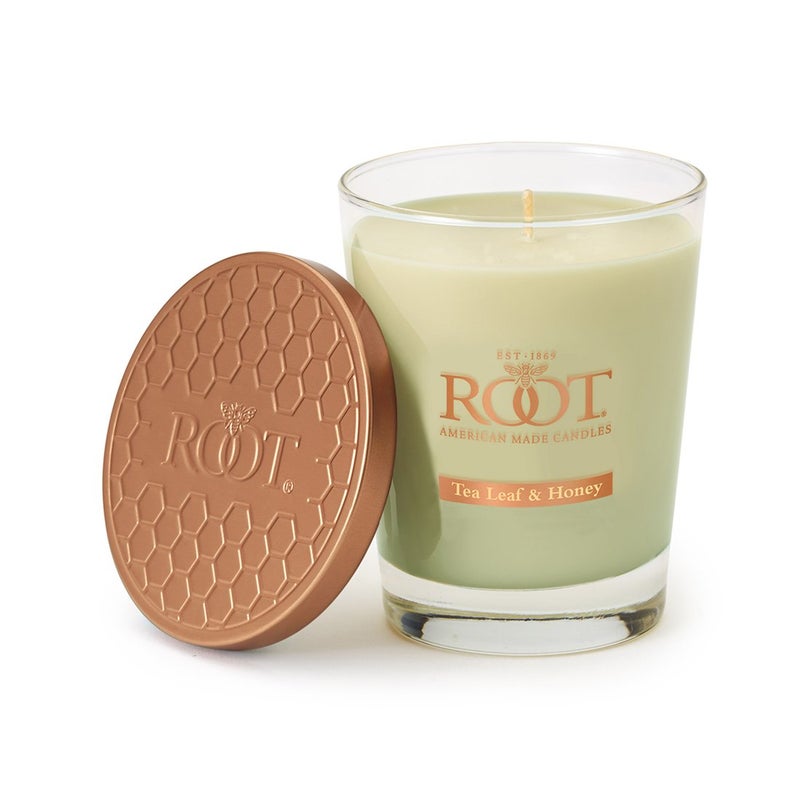 Root Candles 8870356 Honeycomb Veriglass Scented Beeswax Blend Candle Large Tea Leaf  Honey
