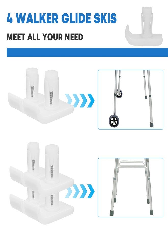 Hiumtree 4 Pcs Universal Premium Walker Glide Skis Replacement Ski Glides White Durable Coaster Gliders for Safety Stability - Image 4