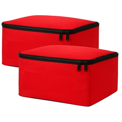 Oxbow Underbed Storage Box | Wardrobe Organizer for Storage | Portable Clothes Organizer for Wardrobe | Smart Cloth Organizer for Storage (Red, MINI-PACK OF 2-39x35x24 CM) - Image 1