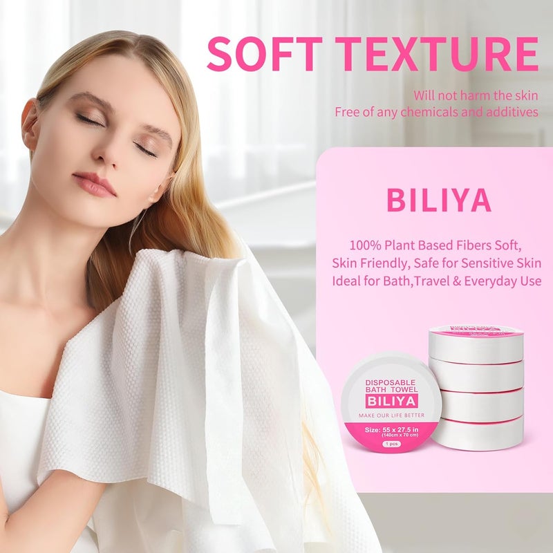 BILIYA Reusable Compressed Bath Towels, 5 Pack 55 x 27.5 in, Extra Large Towels Individually Packaged Plant Based Viscose Fiber Quick Drying, Lint-Free Travel, Camping, Gym Portable Towels - Image 4