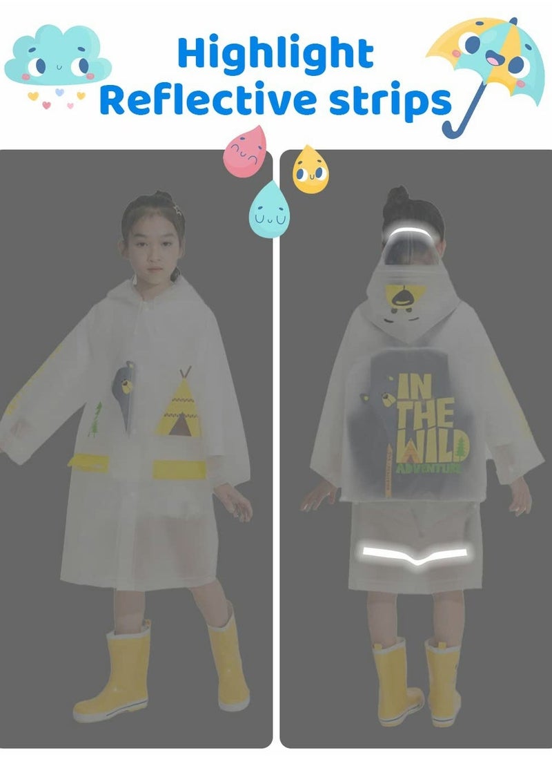 Generic Kids Rain Poncho, Children's raincoats, Kids Raincoat Girls Boys Reusable Rain Poncho Jacket, Waterproof Jacket with Hood Toddler Rainwear Rain Coat (Bear M)  - Image 1
