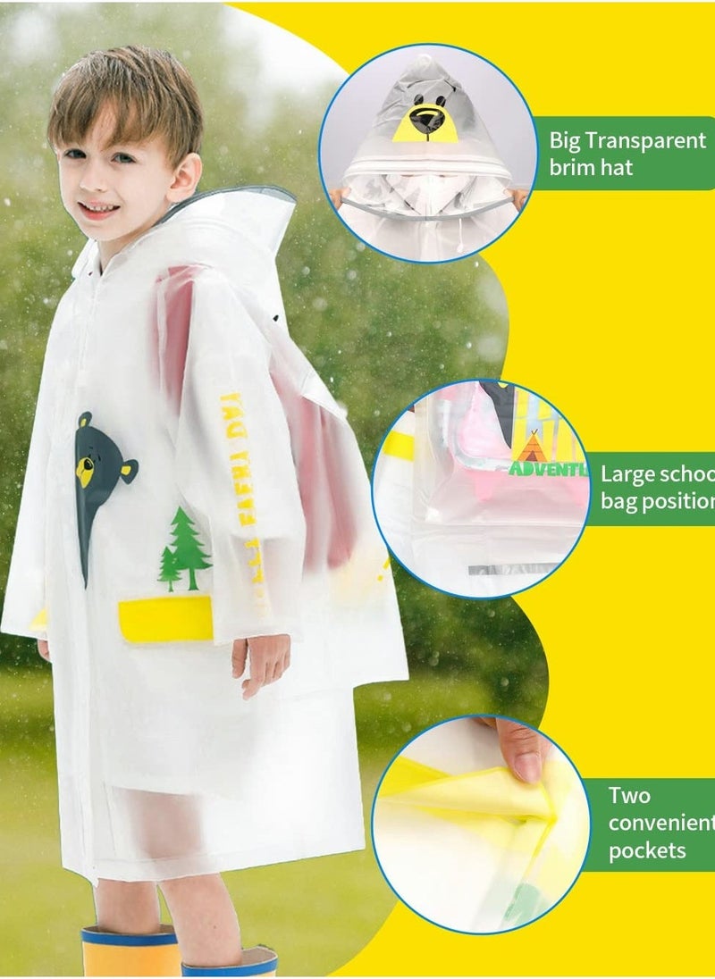 Generic Kids Rain Poncho, Children's raincoats, Kids Raincoat Girls Boys Reusable Rain Poncho Jacket, Waterproof Jacket with Hood Toddler Rainwear Rain Coat (Bear M)  - Image 2