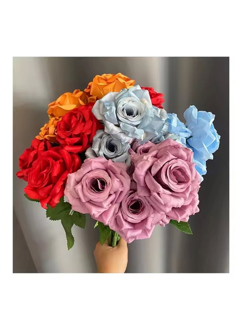 Pack of 2 5-Head Diamond Rose Artificial Flower Assorted