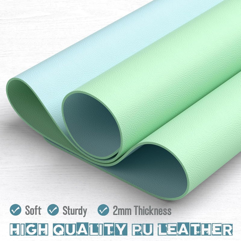 Hsurbtra Desk Pad, 30" x 14" Dual Side PU Leather Desk Mat, Waterproof Non-Slip Desktop Blotter Protector, Large Mouse Pad for Laptop Keyboard Office Home, Green and Blue - Image 5