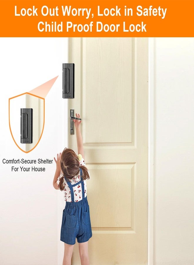 Comfylichi Home Security Door Reinforcement Lock, Upgraded Front Door Locks for Kids Safety Withstand 800 lbs, Child Proof Door Lock, Extra Door Lock from Inside Prevent Unauthorized Entry (2 Pack, Black) - Image 2