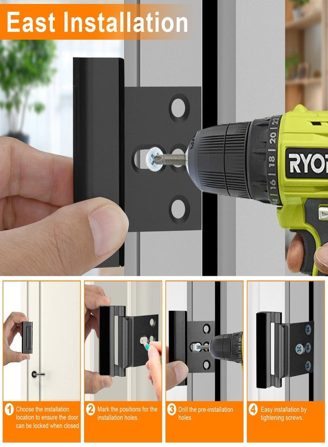 Comfylichi Home Security Door Reinforcement Lock, Upgraded Front Door Locks for Kids Safety Withstand 800 lbs, Child Proof Door Lock, Extra Door Lock from Inside Prevent Unauthorized Entry (2 Pack, Black) - Image 5