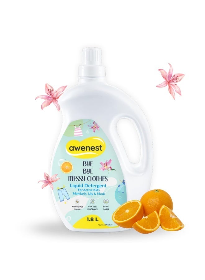awenest 1.8 L Natural Laundry Liquid Detergent | Plant-based Bioactives | Top and Front Load | Organic, Eco-friendly, Biodegradable, Herbal | Removes Tough Stains | Long Lasting Fragrance|Soft Clothes - Image 1
