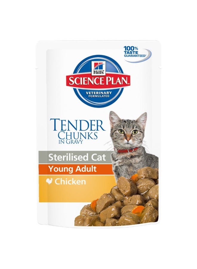 Hill's Hill’s Science Plan Sterilised Cat Young Adult Chicken Wet Food Pouch Tender Chunks in Gravy Balanced Nutrition for Healthy Weight and Vitality (85g)