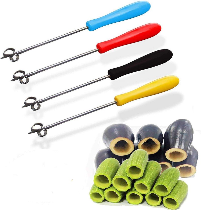 bonballoon 4 pcs Zucchini Squash Cucumber Corer Vegetable Corers Drill Stainless Steel Core Remover Coring Tool Kitchen Stuffed Vegetables Veggies Seed Remover Tools Remove Seeds Eggplant 10" Long Gadgets - Image 1