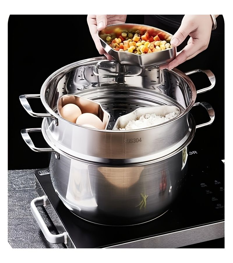 4pcs Stainless Steel Mini Steamer Inner Pot Food Holder For Electric Pressure Cooker And Air Fryer - Image 2