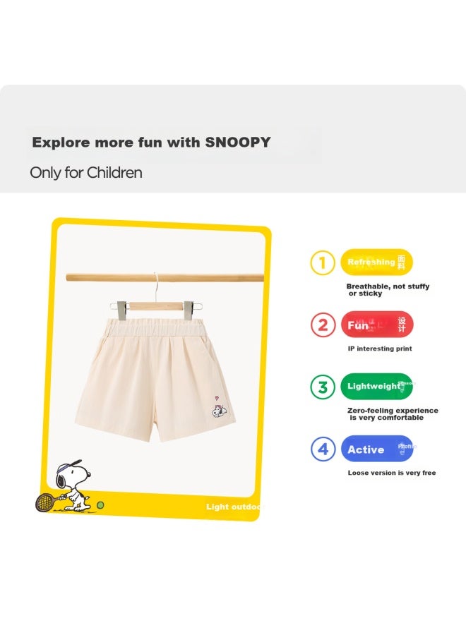 Snoopy Girls' Shorts, Children'S Pants, Summer Lightweight Cool Casual Pants, Girls' A-Style Pants, Versatile Shorts, Plain White - Image 2