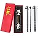 Young Dance Non-slip Chopsticks and Chopstick Rest Gift Set, 2 Pairs Reusable Panda Chopsticks with Red Gift Case, - Image 2