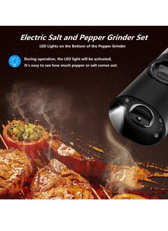 Cuken 2 Piece Electric Salt and Pepper Grinder Set, Rechargeable Pepper Grinder with USB Rechargeable Base, Ajustable Grind Coarseness with LED Light  - Image 4